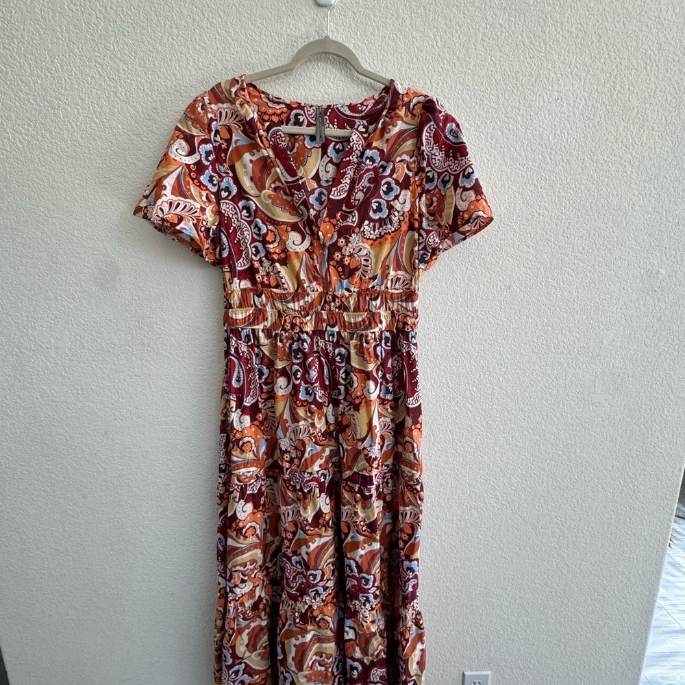ANTHROPOLOGIE cotton, short sleeve mid length dress size large - Picture 11 of 12